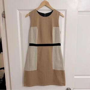 Colorblock Sleeveless Mini Dress in Tan, Cream & Black